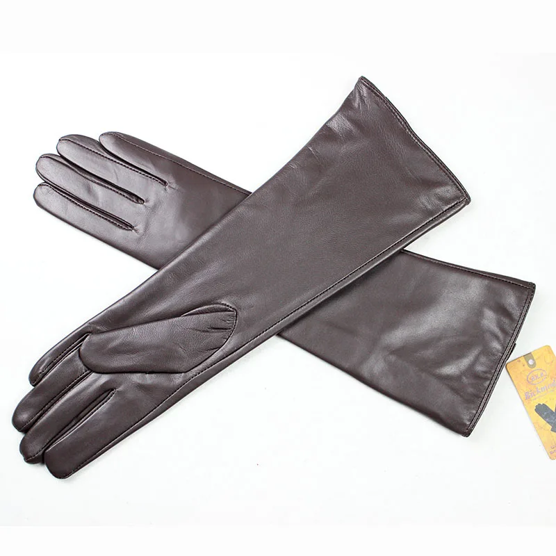 Women's Long Sheepskin Gloves With Colorful Leather and Thick Velvet Lining For Warmth and Winter Cold Protection Gloves