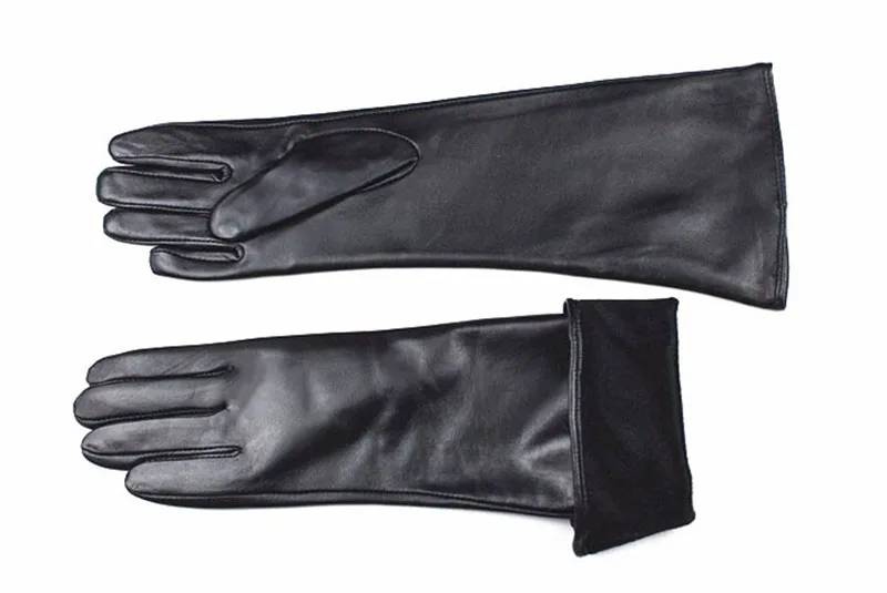 Women's Long Sheepskin Gloves With Colorful Leather and Thick Velvet Lining For Warmth and Winter Cold Protection Gloves