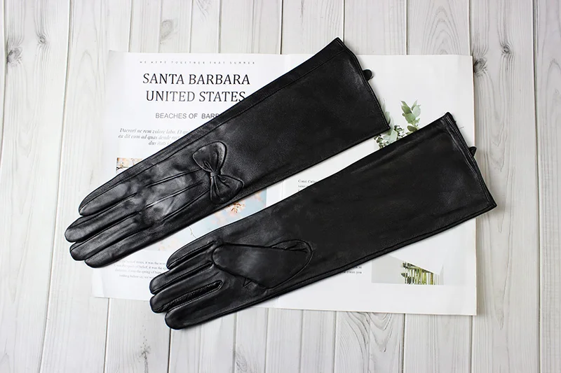 Women's Long Sheepskin Gloves With Colorful Leather and Thick Velvet Lining For Warmth and Winter Cold Protection Gloves
