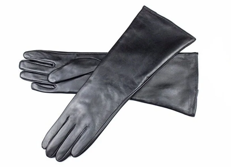 Women's Long Sheepskin Gloves With Colorful Leather and Thick Velvet Lining For Warmth and Winter Cold Protection Gloves