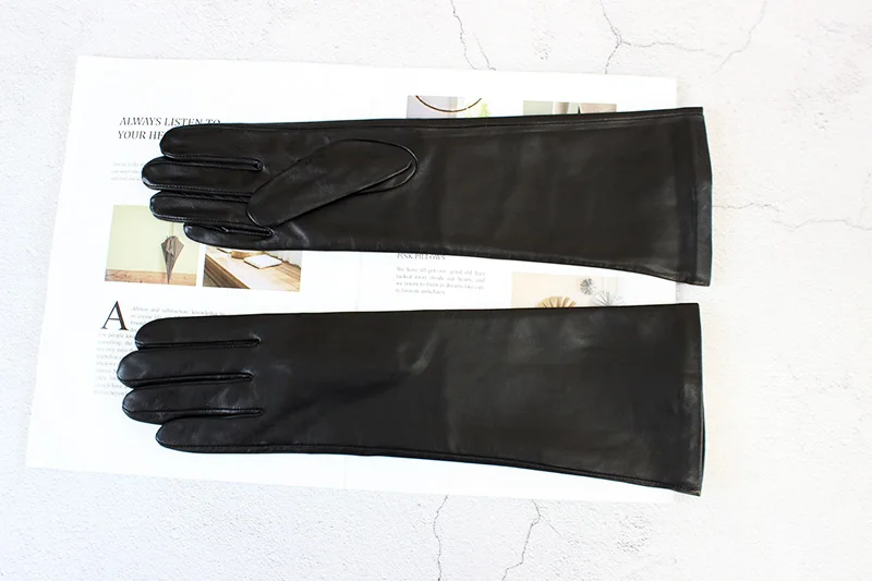 Women's Long Sheepskin Gloves With Colorful Leather and Thick Velvet Lining For Warmth and Winter Cold Protection Gloves