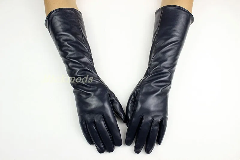 Women's Long Sheepskin Gloves With Colorful Leather and Thick Velvet Lining For Warmth and Winter Cold Protection Gloves