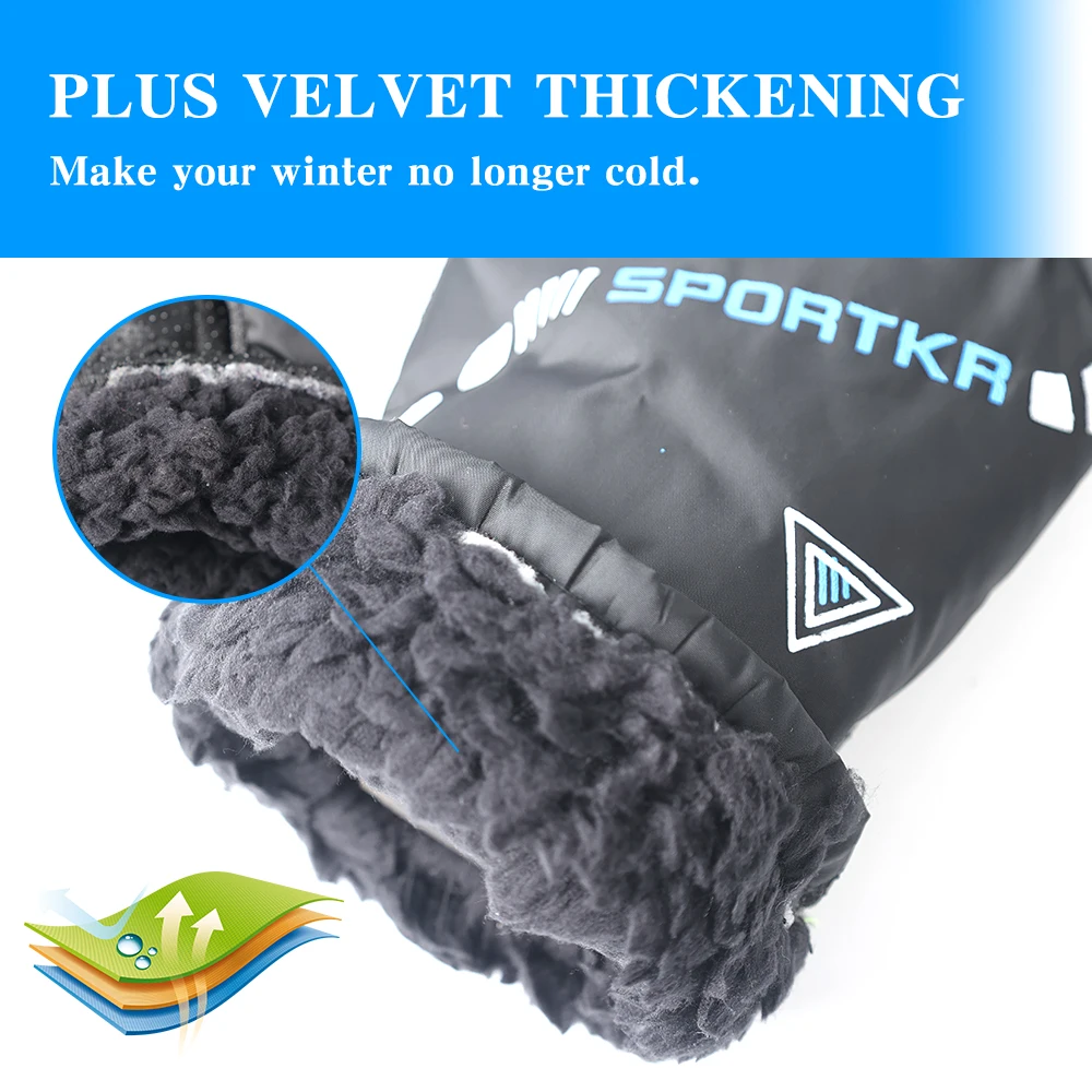 Winter Cycling Gloves Outdoor Waterproof Skiing Riding Hiking Motorcycle Warm Thickened Plush Gloves Unisex Thermal Sport Gloves