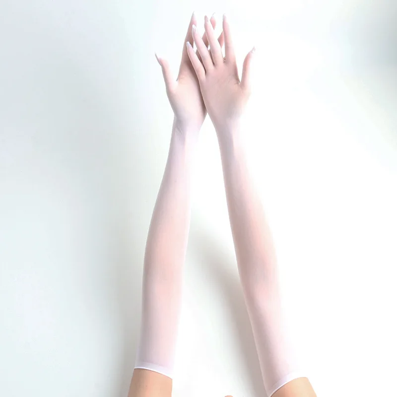Solid Long Tube Stockings Tight Gloves Ultra-thin Five Finger Seamless Anti Hook Silk High Elasticity Transparent Etiquette Wome