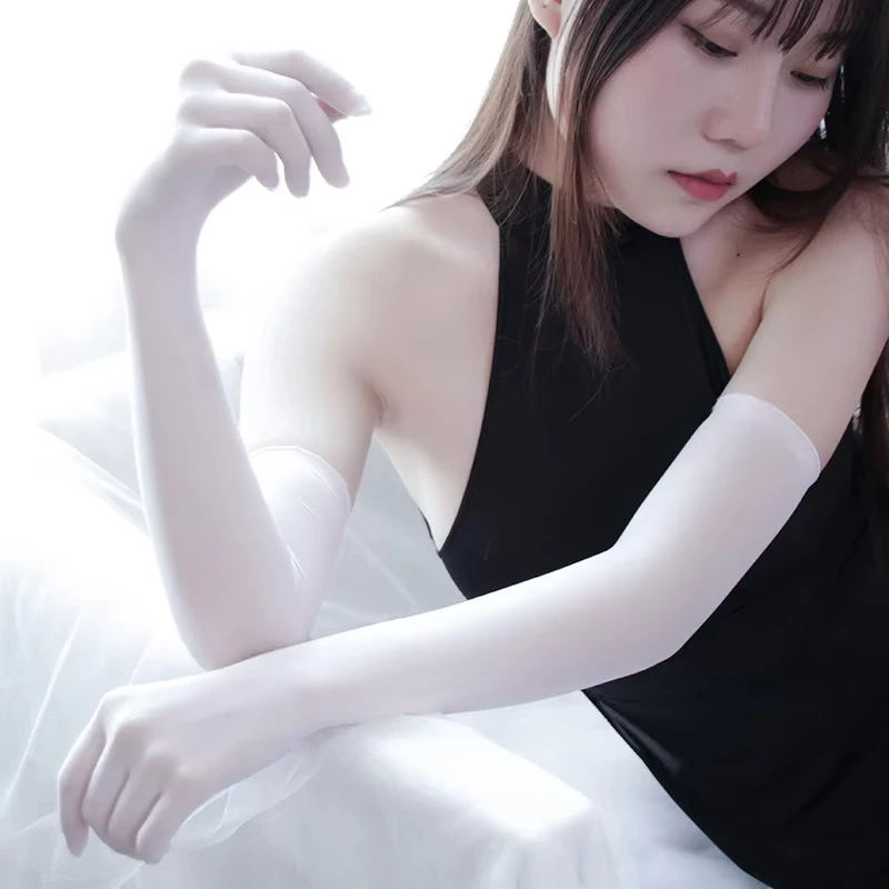 Solid Long Tube Stockings Tight Gloves Ultra-thin Five Finger Seamless Anti Hook Silk High Elasticity Transparent Etiquette Wome