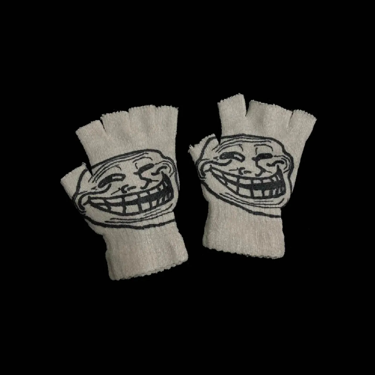 Y2K figure printed women's knitted gloves winter high-end fashion gloves thickened warm tight men's casual finger gloves Gothic