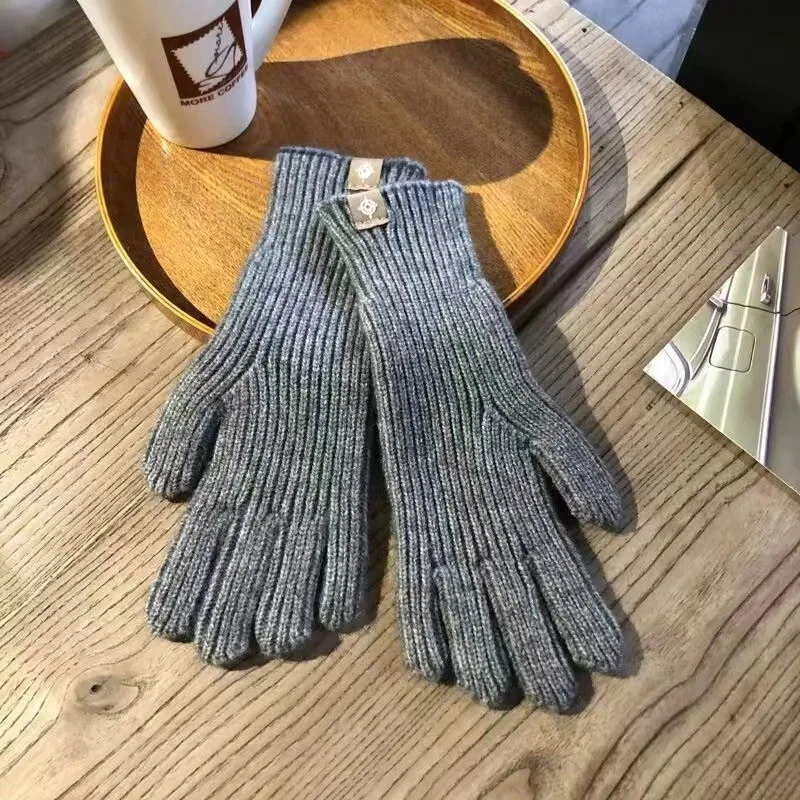 Fashion Touch Screen Knitted Gloves Women Winter Gloves Warm Riding Solid Fluffy Work Harajuku Kawaii Mittens