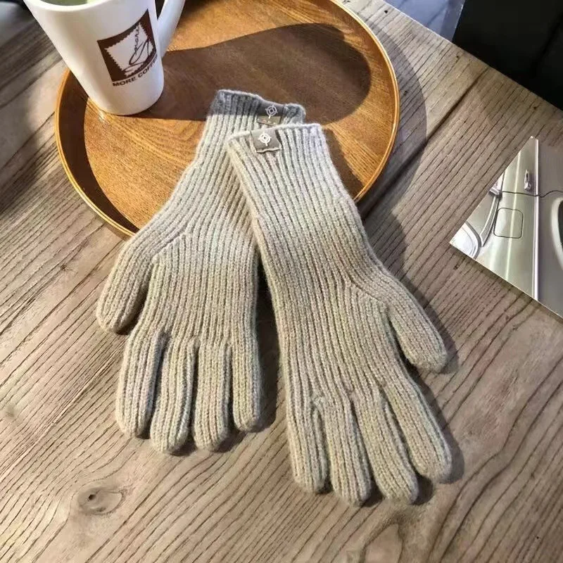 Fashion Touch Screen Knitted Gloves Women Winter Gloves Warm Riding Solid Fluffy Work Harajuku Kawaii Mittens