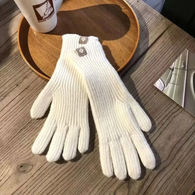 Fashion Touch Screen Knitted Gloves Women Winter Gloves Warm Riding Solid Fluffy Work Harajuku Kawaii Mittens