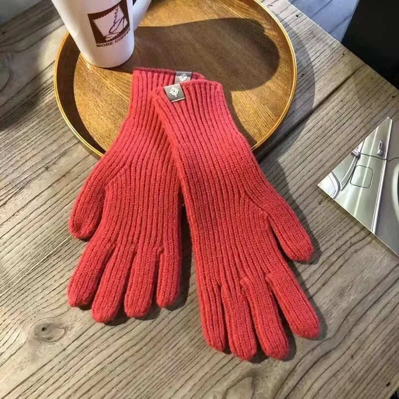 Fashion Touch Screen Knitted Gloves Women Winter Gloves Warm Riding Solid Fluffy Work Harajuku Kawaii Mittens
