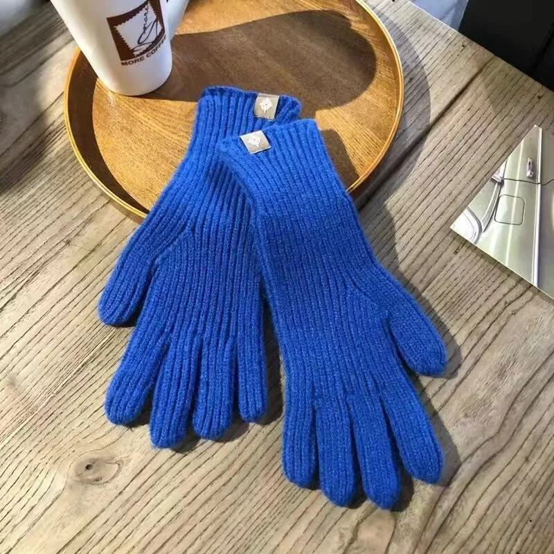 Fashion Touch Screen Knitted Gloves Women Winter Gloves Warm Riding Solid Fluffy Work Harajuku Kawaii Mittens