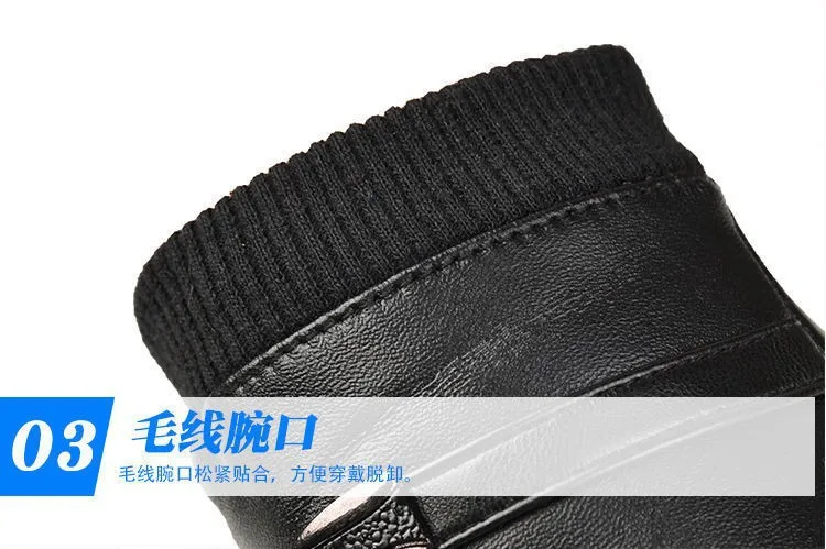 New Fashion Grace Men's Gloves Winter Vintage Warm Windproof Touch Screen Write Driving PU Fingerless Glove Mittens Wholesale