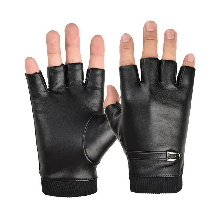 New Fashion Grace Men's Gloves Winter Vintage Warm Windproof Touch Screen Write Driving PU Fingerless Glove Mittens Wholesale