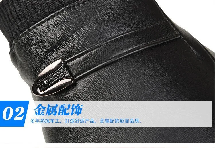 New Fashion Grace Men's Gloves Winter Vintage Warm Windproof Touch Screen Write Driving PU Fingerless Glove Mittens Wholesale