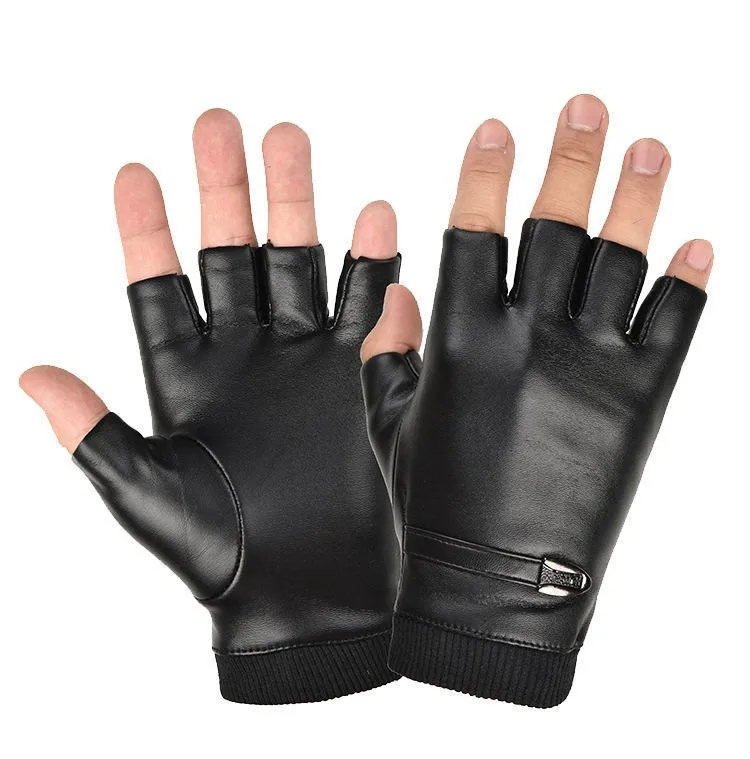 New Fashion Grace Men's Gloves Winter Vintage Warm Windproof Touch Screen Write Driving PU Fingerless Glove Mittens Wholesale