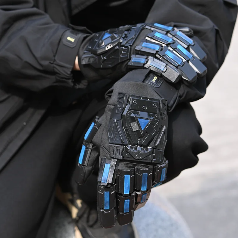 Multifunctional Luminous Tactical Hand Armor Punk Mechanical Gloves Unisex Sci-fi Mecha Cosplay Props Outdoor Motorcycle Gloves