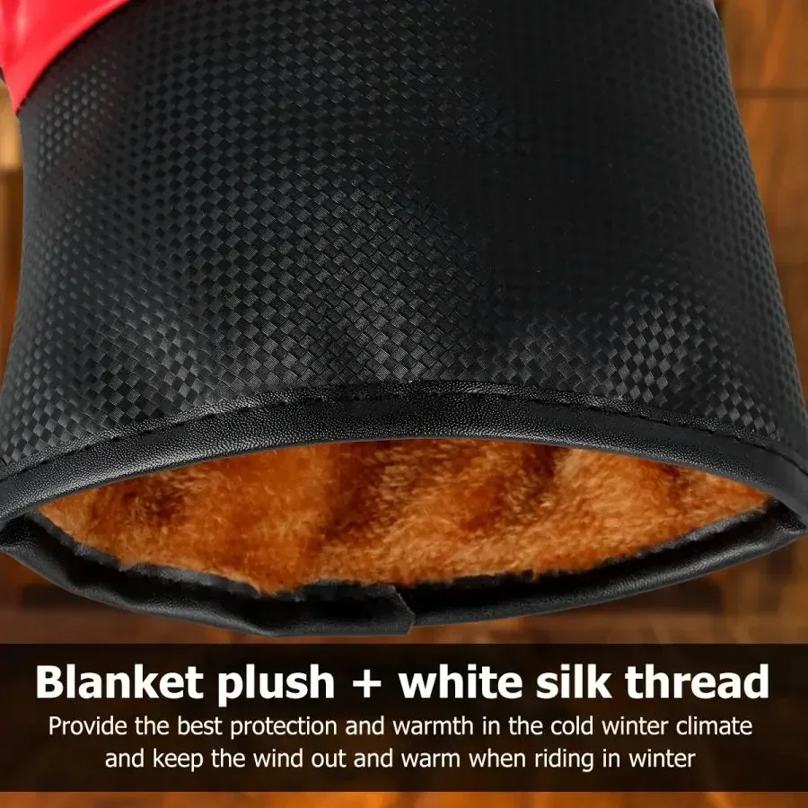 Winter Velvet Leather Black Gloves Padded Motorcycle Glove Cycling Warm Windproof Waterproof Gloves Winter Guantes Para Motos