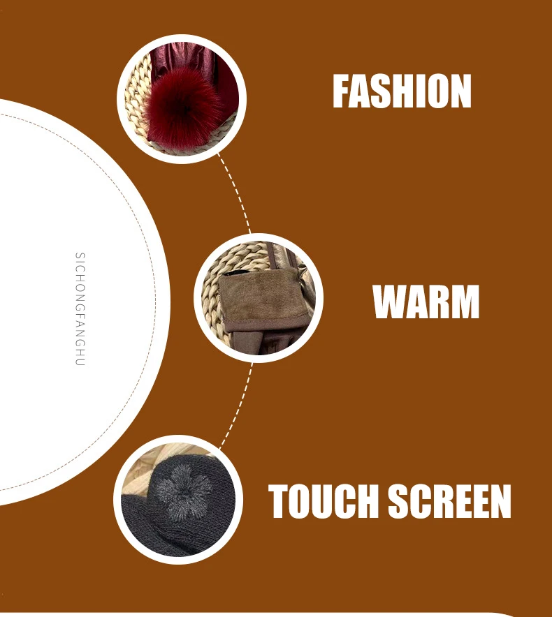 Lady Mittens Fashion Pom Pom Glossy Windproof Gloves Winter Women Cycling Driving Warm Gloves Student Girl Christmas Gift
