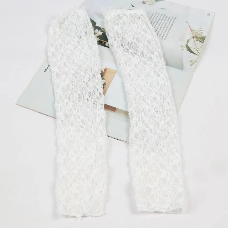 Fashion Long Lace Mesh Fingerless Gloves Scar-covering Lace Sun-proof Arm Sleeves for Women Lace False Sleeves