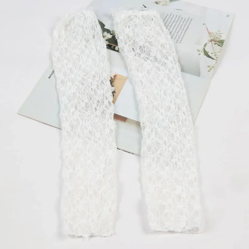 Fashion Long Lace Mesh Fingerless Gloves Scar-covering Lace Sun-proof Arm Sleeves for Women Lace False Sleeves