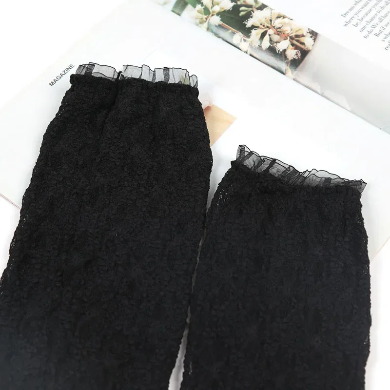 Fashion Long Lace Mesh Fingerless Gloves Scar-covering Lace Sun-proof Arm Sleeves for Women Lace False Sleeves