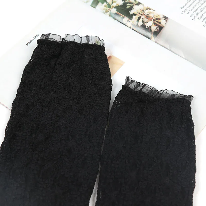 Fashion Long Lace Mesh Fingerless Gloves Scar-covering Lace Sun-proof Arm Sleeves for Women Lace False Sleeves