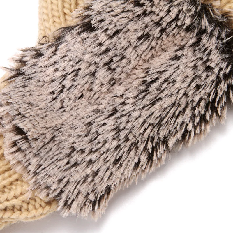 Women Ski Cartoon Hedgehog Fingers Gloves Thicken Winter Hand Warmer Knit Wrist Mittens Student Cute Girl Birthday Present