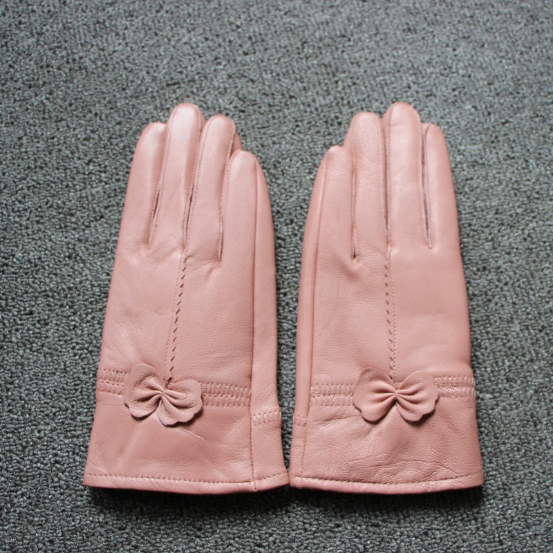 2025 women's genuine leather gloves red sheepskin gloves autumn and winter fashion female windproof gloves