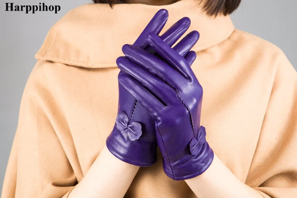 2025 women's genuine leather gloves red sheepskin gloves autumn and winter fashion female windproof gloves