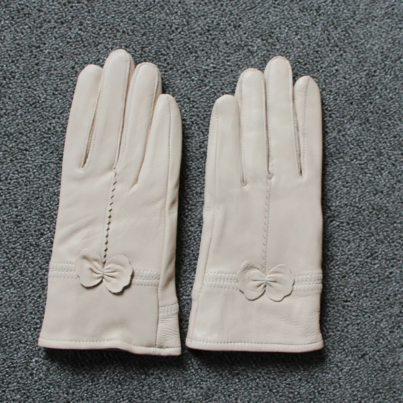 2025 women's genuine leather gloves red sheepskin gloves autumn and winter fashion female windproof gloves