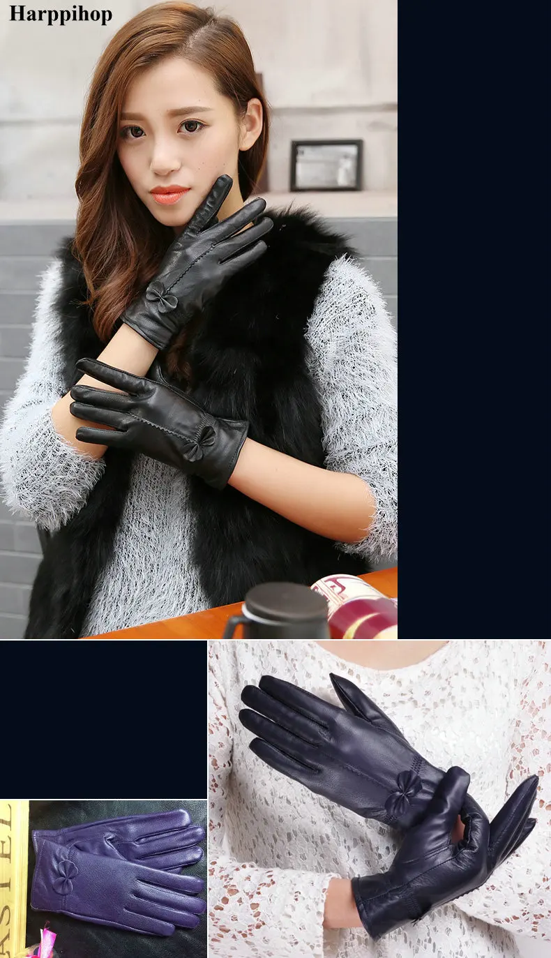 2025 women's genuine leather gloves red sheepskin gloves autumn and winter fashion female windproof gloves