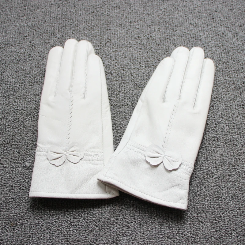 2025 women's genuine leather gloves red sheepskin gloves autumn and winter fashion female windproof gloves