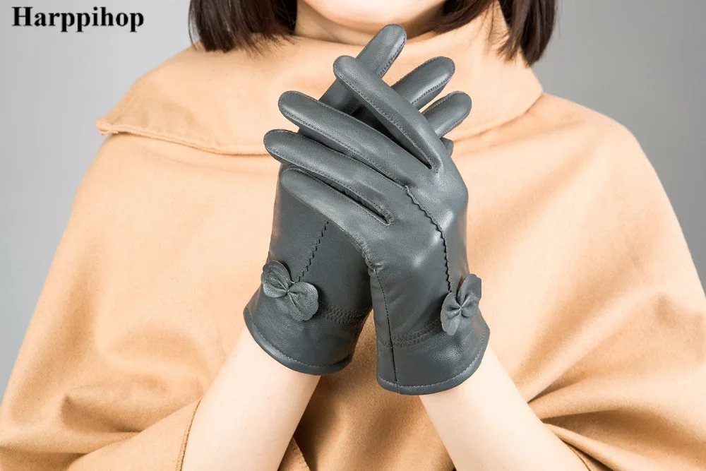 2025 women's genuine leather gloves red sheepskin gloves autumn and winter fashion female windproof gloves