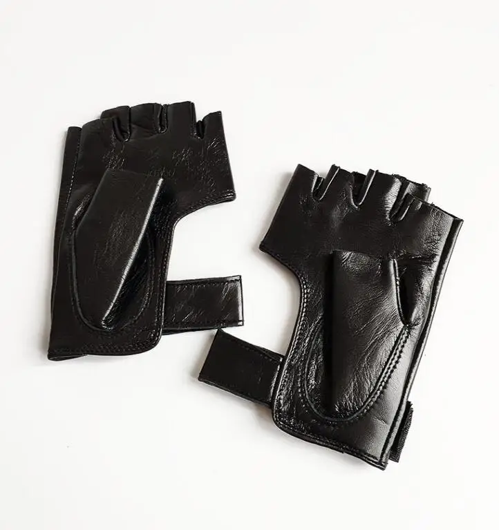 Women's Natural sheepskin leather hollow out motorcycle glove female fashion  genuine leather sports driving glove R2887