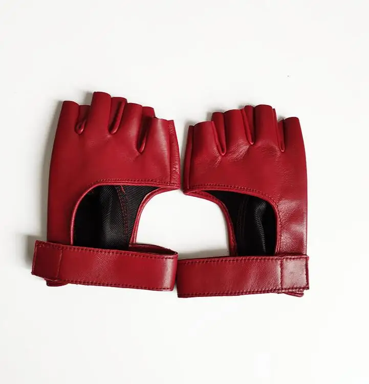 Women's Natural sheepskin leather hollow out motorcycle glove female fashion  genuine leather sports driving glove R2887
