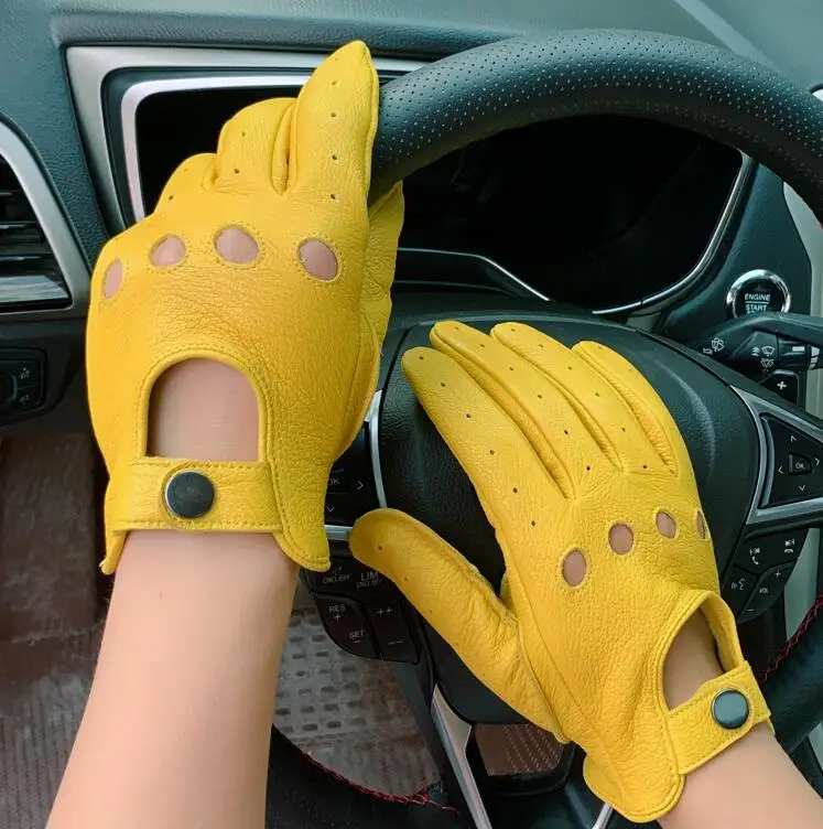 Men's Natural Leather Glove Genuine Leather Tactical Sports Driving Riding Glove R3473