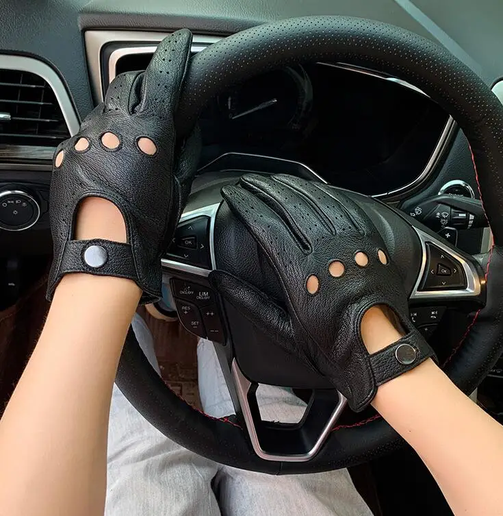 Men's Natural Leather Glove Genuine Leather Tactical Sports Driving Riding Glove R3473