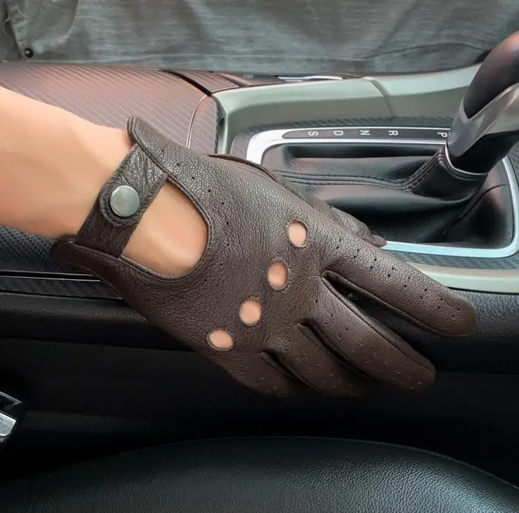Men's Natural Leather Glove Genuine Leather Tactical Sports Driving Riding Glove R3473