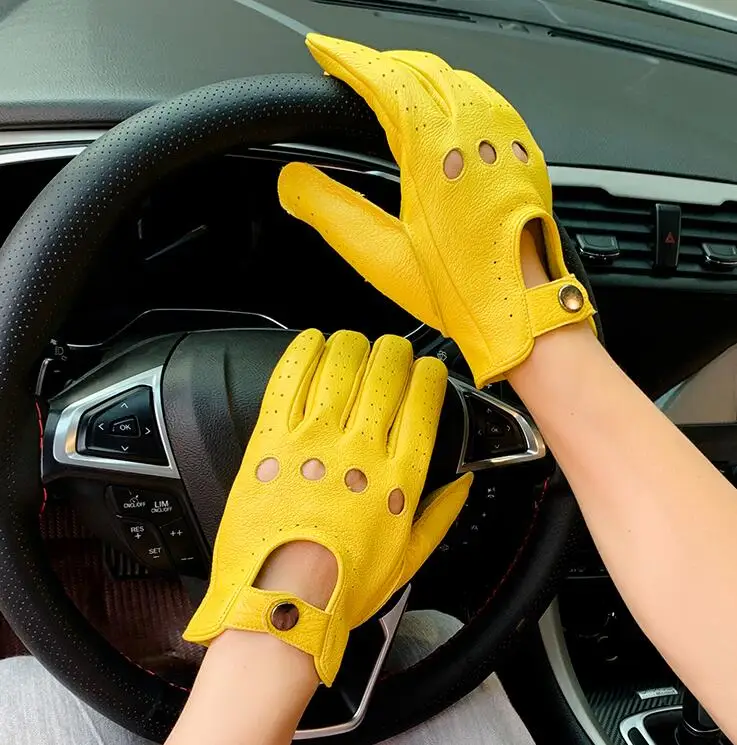 Men's Natural Leather Glove Genuine Leather Tactical Sports Driving Riding Glove R3473