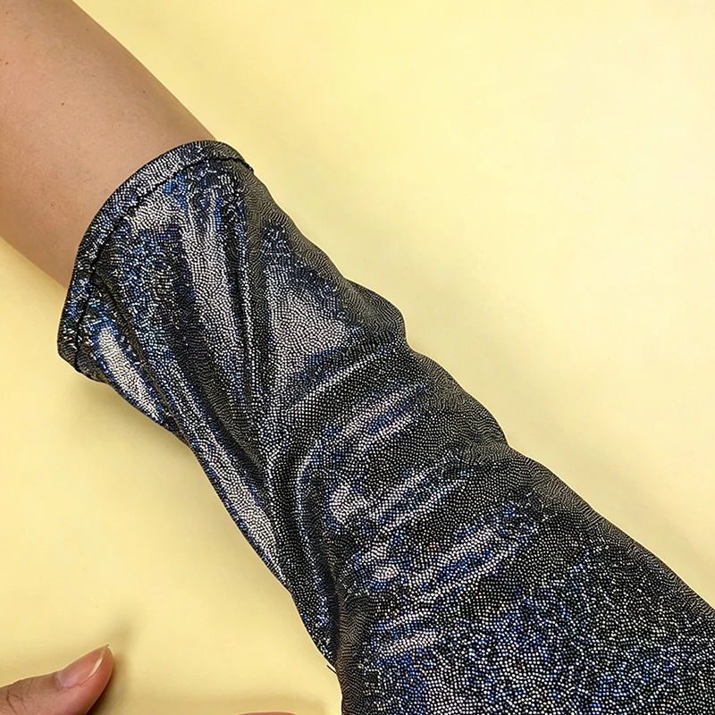 Women Half Palm Patent Leather Gloves Sparkling Halloween Cosplay Stage Performance Kpop Group Dance Music Festival Thin Fashion