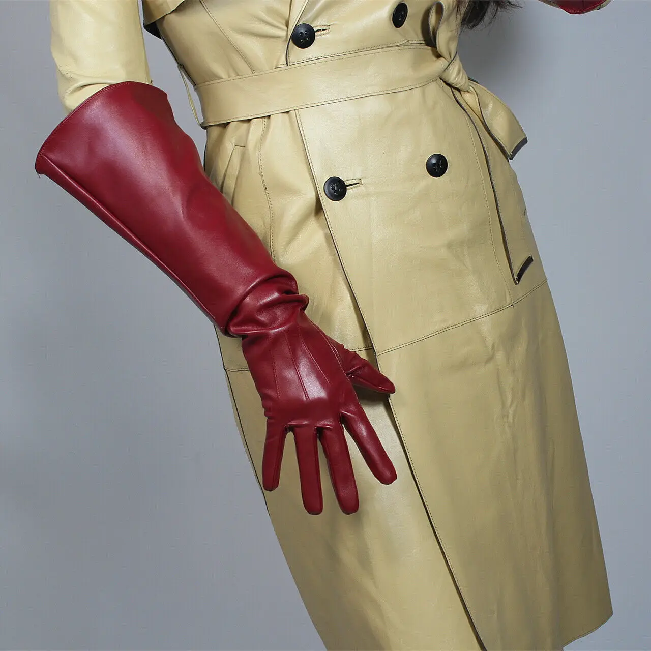 Men's Cosplay GLOVES in Burgundy Oversized PUFF SLEEVES 50cm Over Elbow Long Wide Balloon Large Evening Opera Fashion Glove