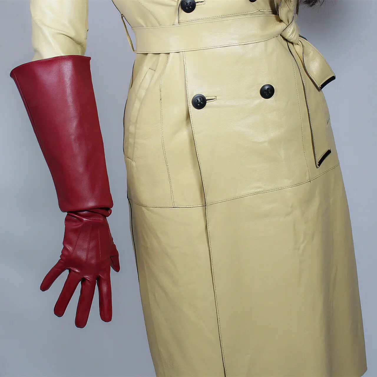 Men's Cosplay GLOVES in Burgundy Oversized PUFF SLEEVES 50cm Over Elbow Long Wide Balloon Large Evening Opera Fashion Glove