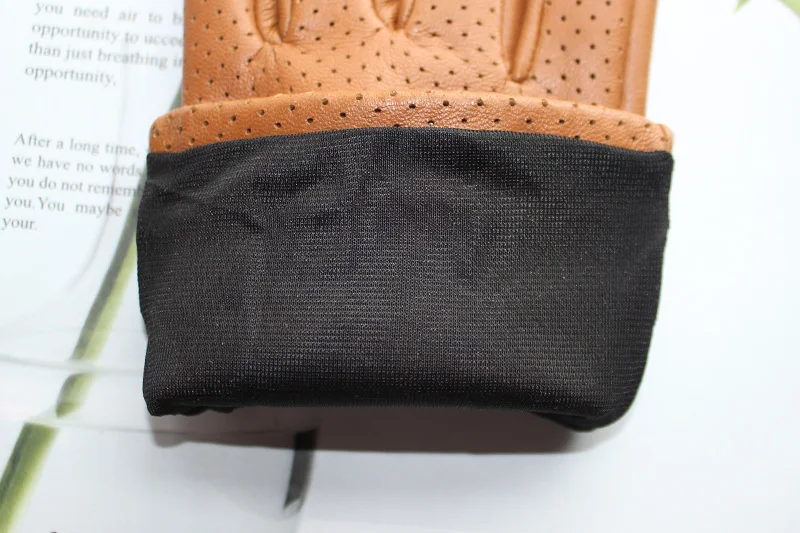 High-end new products fashion men's sheepskin gloves touch screen mesh breathable thin silk riding leather gloves autumn