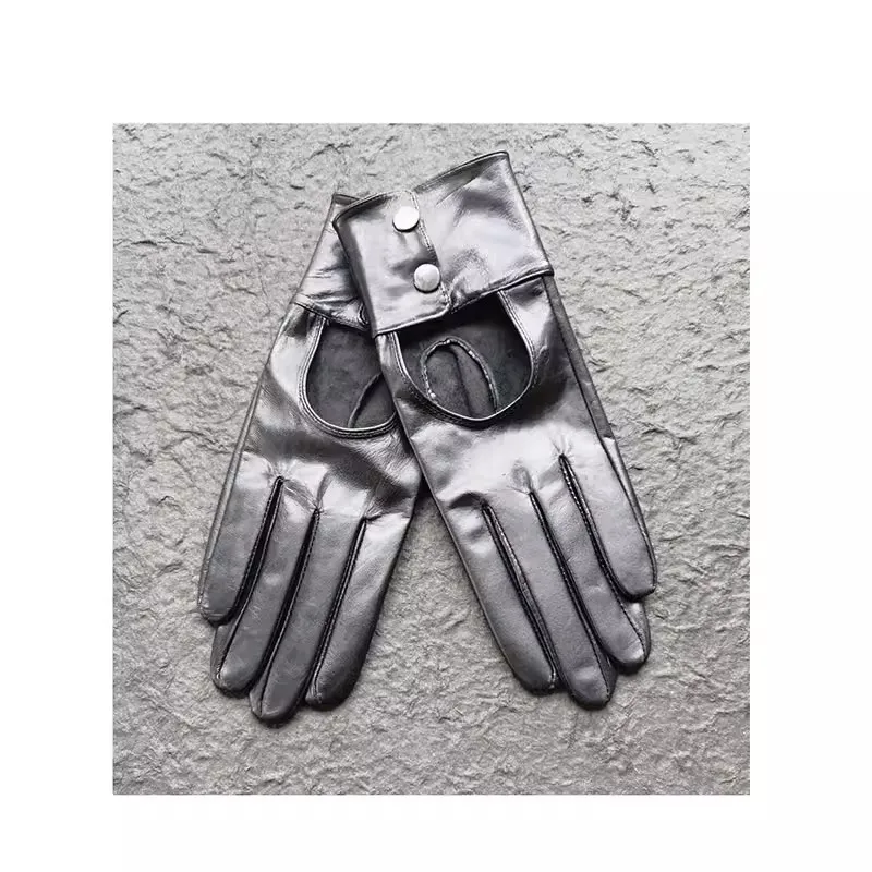 Women's Sping Autumn Natural Sheepskin Leather Glove Female Genuine Leather Motorcycle  Driving Glove R3267
