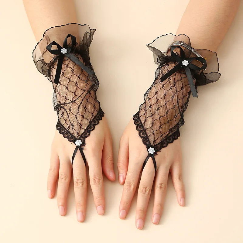 New Fashion Half Finger Lace Gloves Women Dance Short Gloves Spring Summer Fingerless Mittens Outdoor Sunscreen Driving Gloves