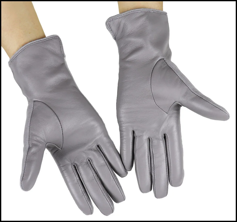 Leather Gloves Women's Sheepskin Suede Gloves Frosted Leather Autumn and Winter Thin and Thick Warm Knitted Lining Fashion New