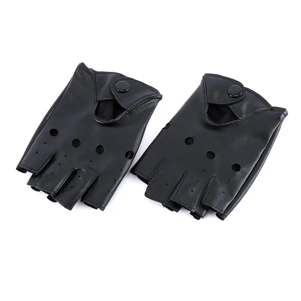 Fashion Black Fingerless Gloves Hot Half Finger Driving Gloves PU Leather