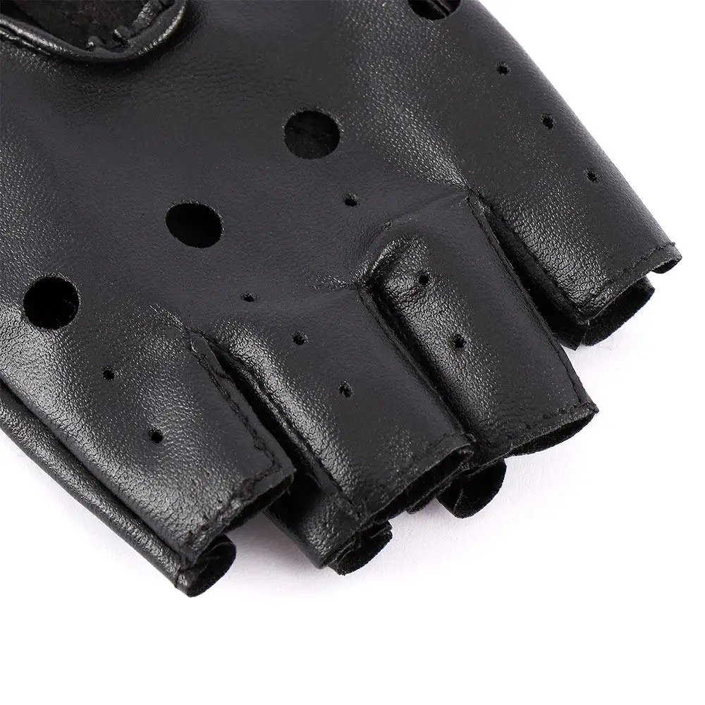 Fashion Black Fingerless Gloves Hot Half Finger Driving Gloves PU Leather