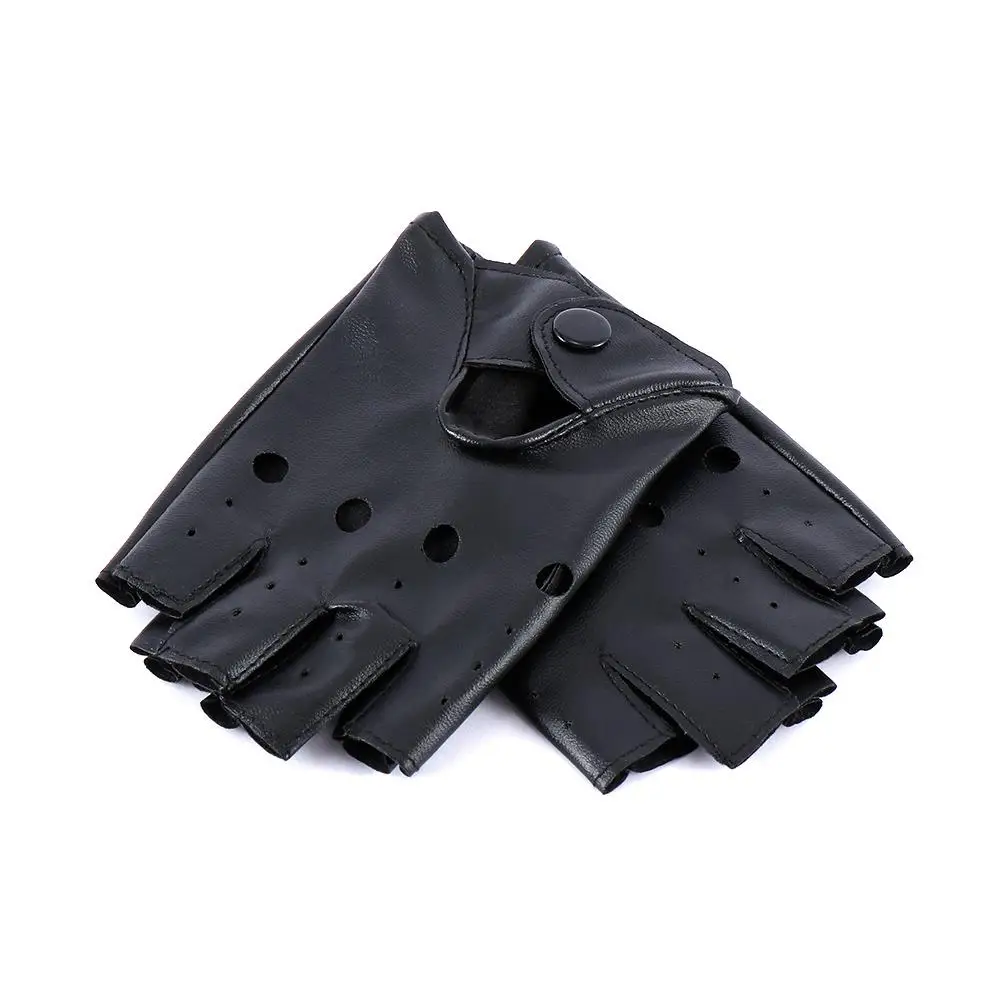 Fashion Black Fingerless Gloves Hot Half Finger Driving Gloves PU Leather