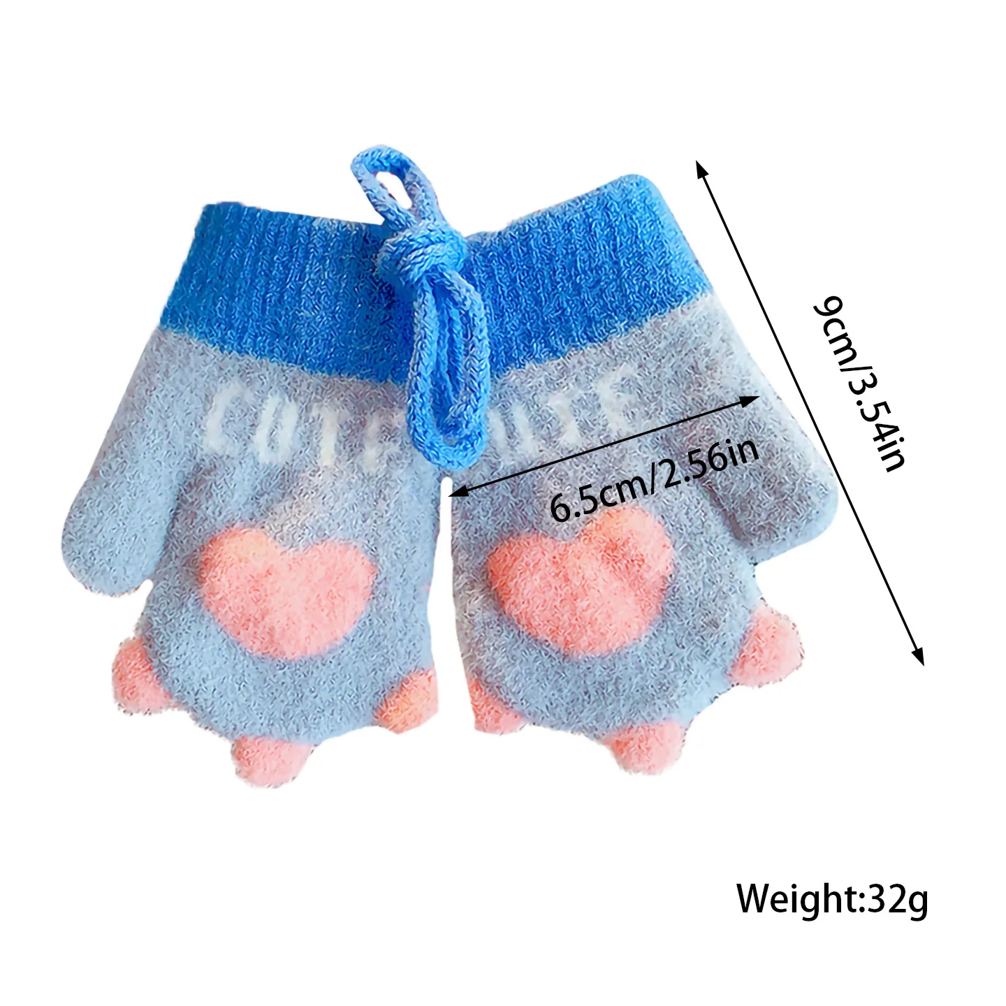 Baby Winter Mittens Soft Plush Color Block Toddler Gloves Anti‑lost Lanyard 3D Heart Decor Elastic Rib Cuff Windproof Warm 2026